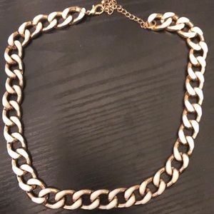 Gold & White Choker Chain Necklace